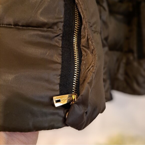 Kenneth Cole Faux Leather Quilted Shacket with an Adjustable Hood - Sz M - Picture 9 of 15